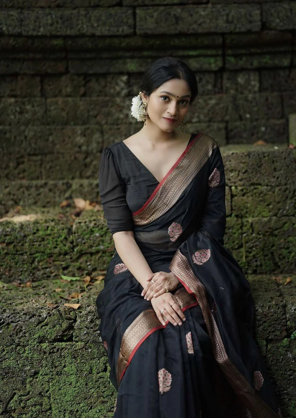 Surpassing Black Soft Silk Saree With Embellished Blouse Piece - Image 6