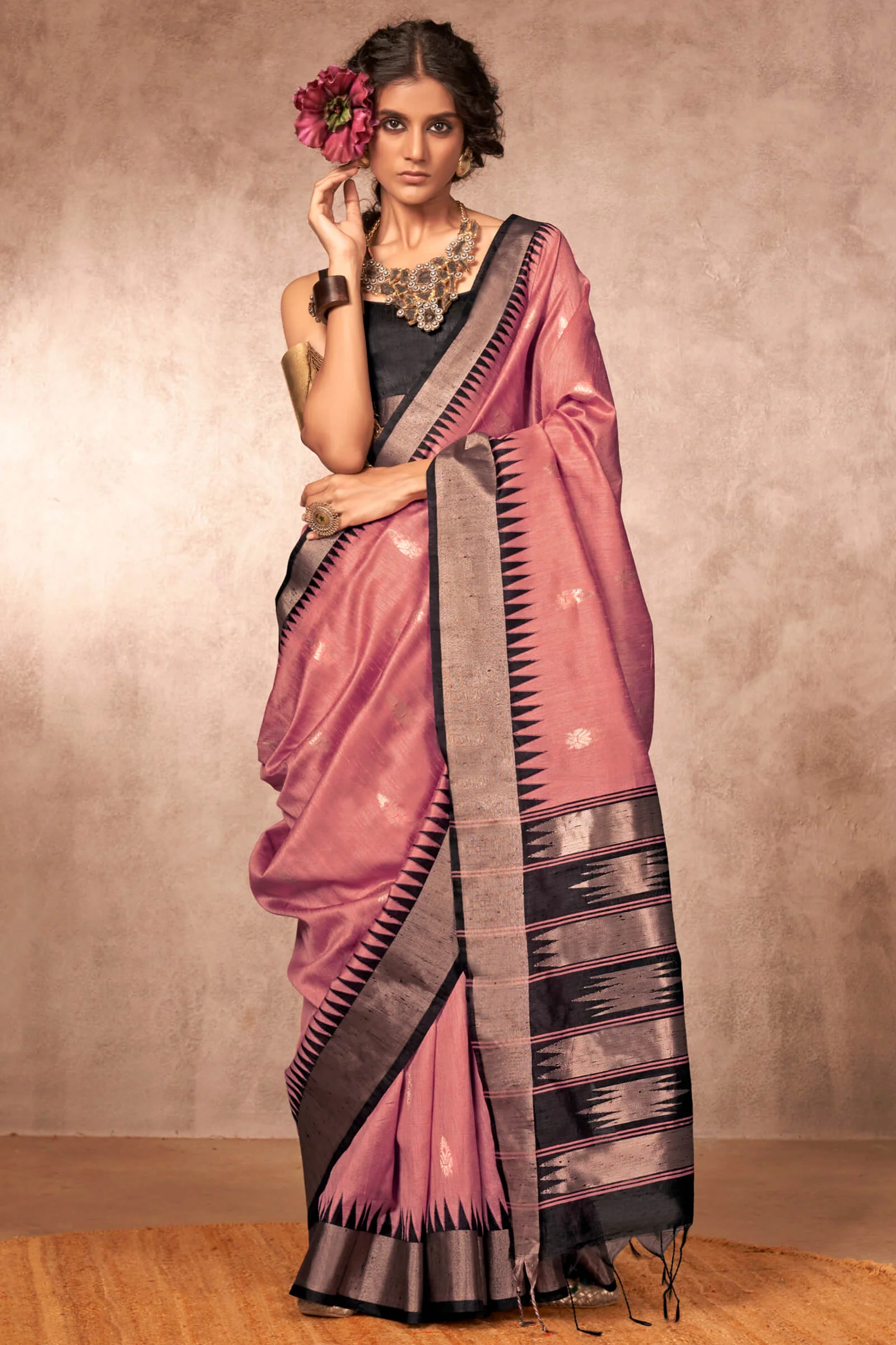 Surreptitious Pink Soft Banarasi Silk Saree With Classic Blouse Piece