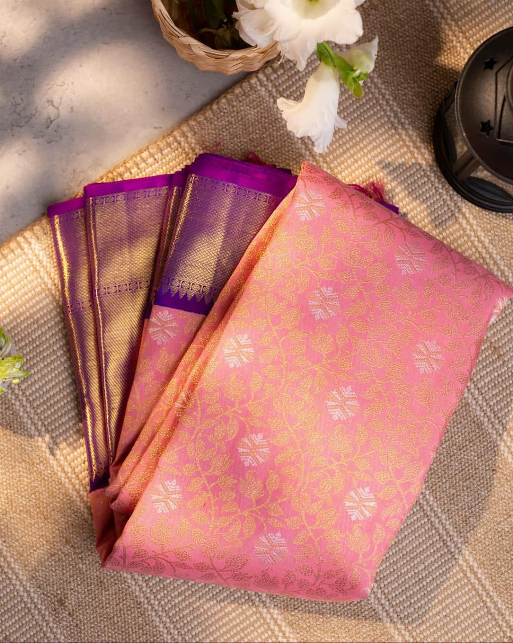 Surreptitious Pink Soft Banarasi Silk Saree With Pretty Blouse Piece - Image 3