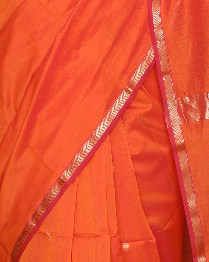 Susurrous Orange Cotton Silk Saree With Enthralling Blouse Piece - Image 5
