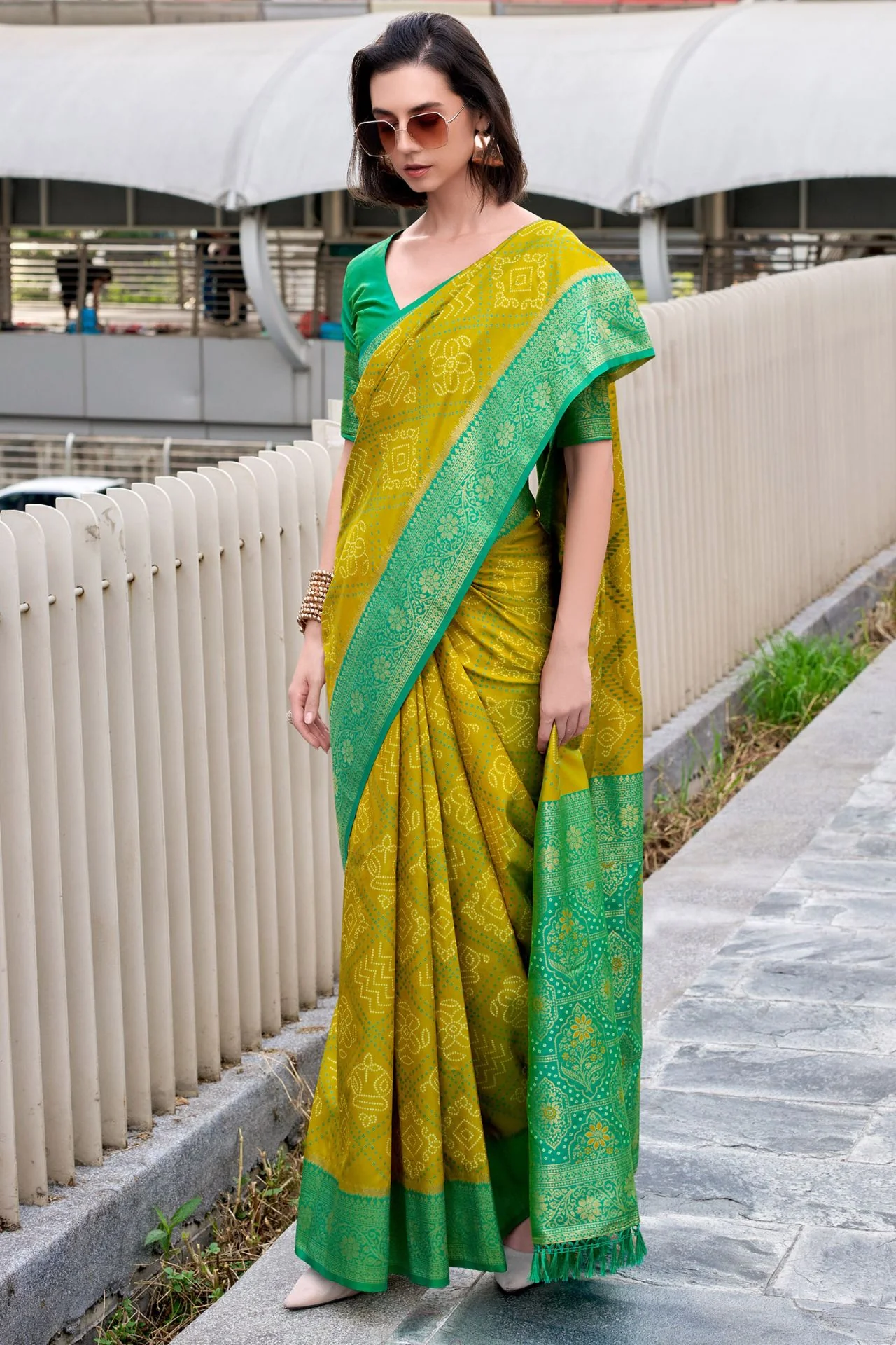 Tantalizing Mustard Soft Banarasi Silk Saree With Enticing Blouse Piece - Image 3
