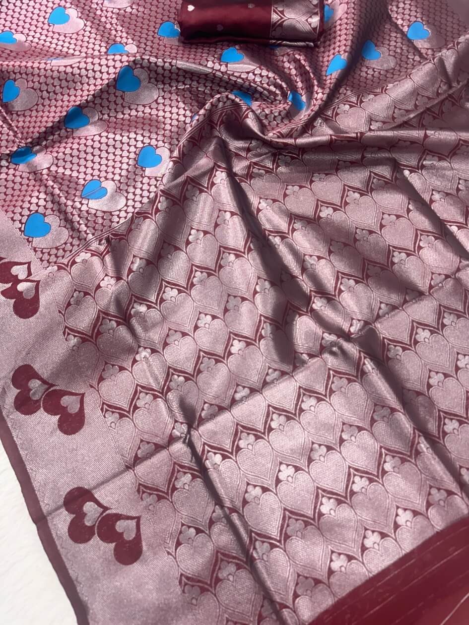 Trendy Brown Soft Banarasi Silk Saree With Hypnotic Blouse Piece - Image 3