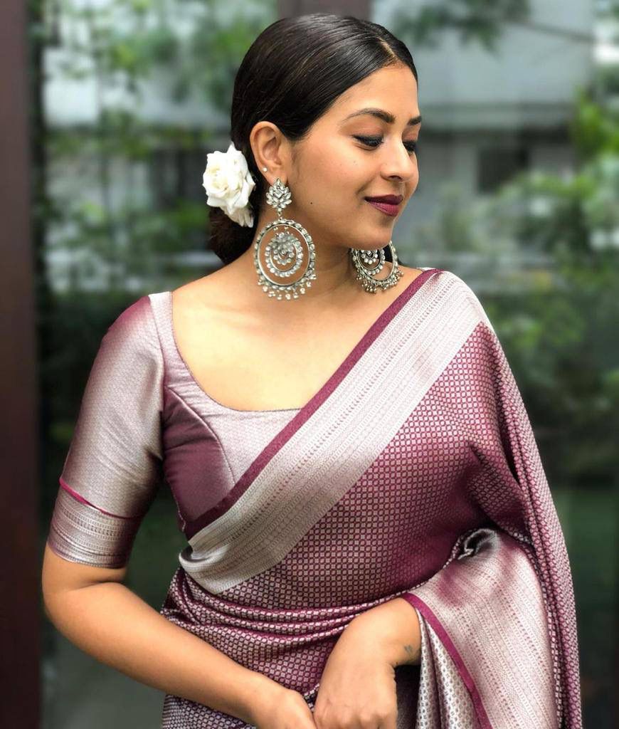 Unequalled Brown Soft Silk Saree with Scintilla Blouse Piece - Image 5