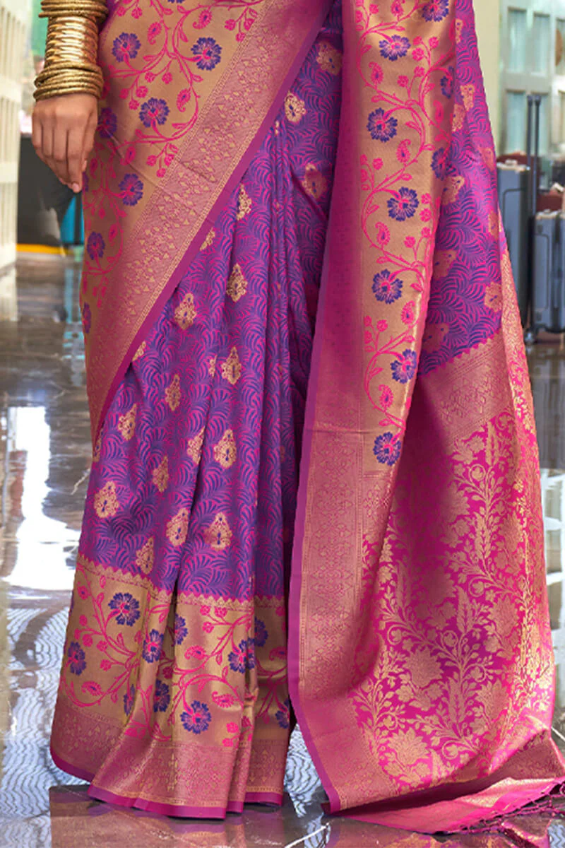 Vestigial Purple Soft Banarasi Silk Saree With Smashing Blouse Piece - Image 3