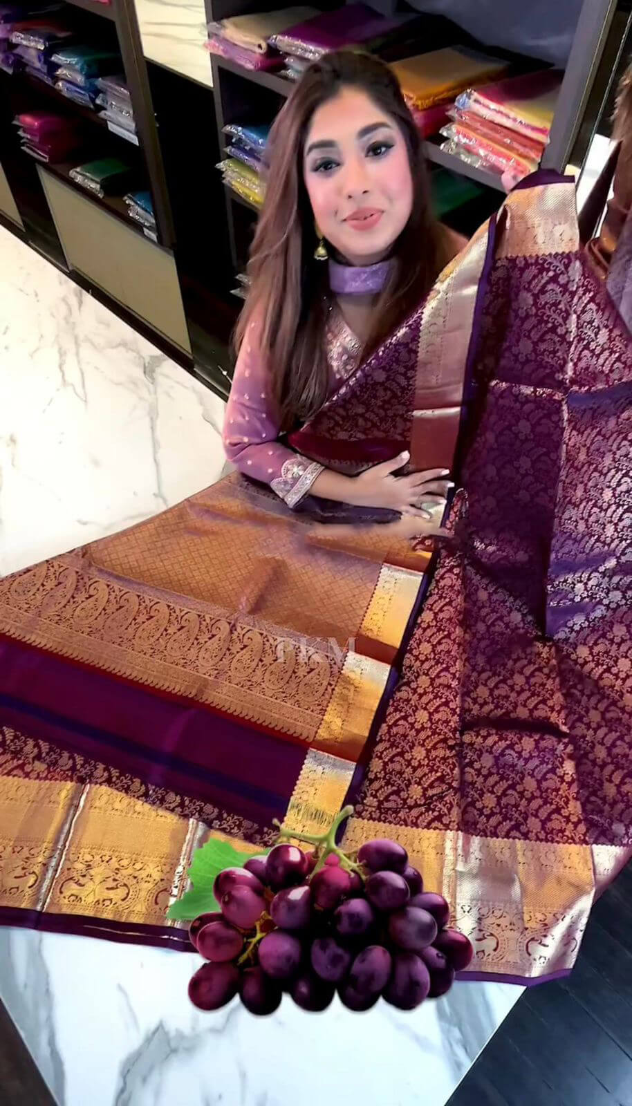 Vibrant Purple Soft Banarasi Silk Saree With Winsome Blouse Piece - Image 7